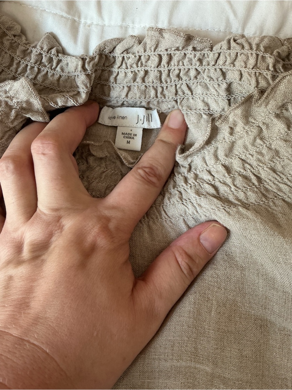 J. Jill Light Cream 100% Linen Crochet-Trim Midi Dress - Picture 5 of 7